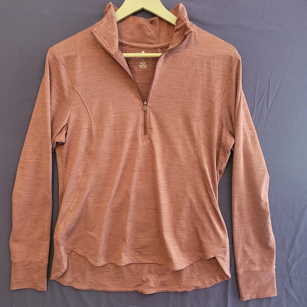 Apana Pink Long Sleeve Fitted Polo Sweatshirt